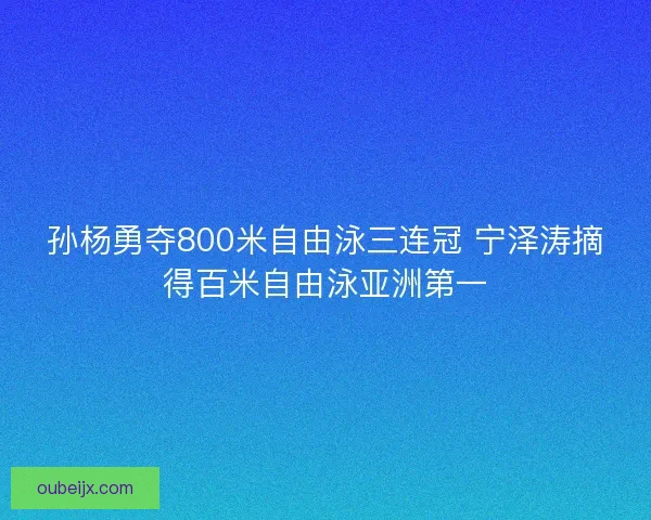 孙杨勇夺800米自由泳三连冠 宁泽涛摘得百米自由泳亚洲第一